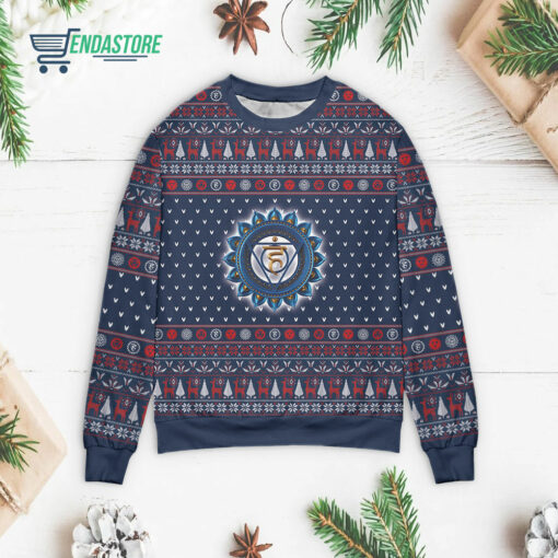 Front 72 2 11 Throat Chakra Christmas sweater