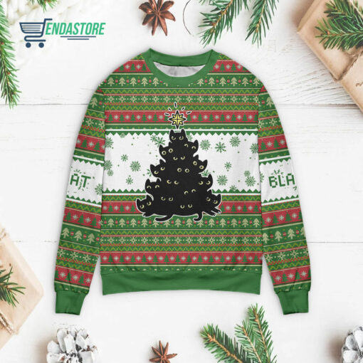 Front 72 31 Black cat pine Christmas sweater