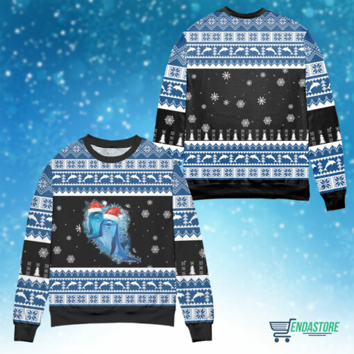 Front Back 1 21 Dolphin Snowflake Christmas sweater