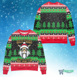 Front Back 1 30 Deck the halls with skulls bodies Christmas sweater