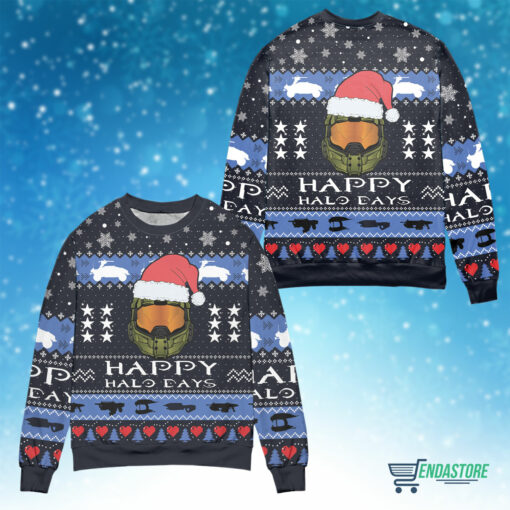 Front Back 1 4 Happy halo days Christmas sweater
