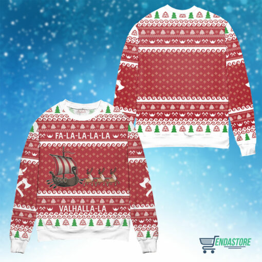 Front Back 1 8 Fa la la valhalla Viking Christmas sweater