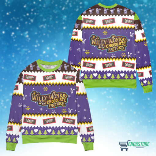 Front Back 13 Willy Wonka and the chocolate factory Christmas sweater