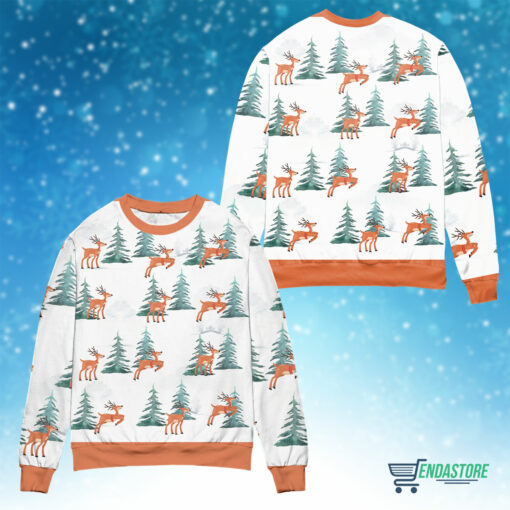 Front Back 2 19 Deer walking in the snow Christmas sweater