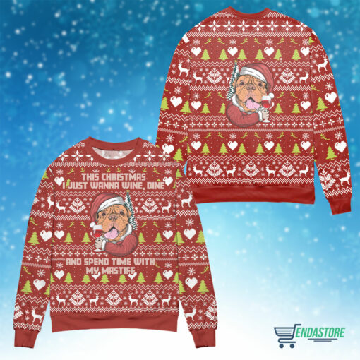 Front Back 2 9 This Christmas I just wanna wine dine Christmas sweater