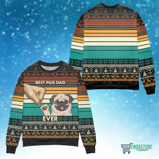 Front Back 22 Dog lovers best pug dad ever Christmas sweater