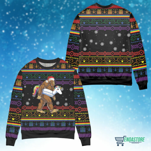 Front Back 45 Bigfoot Christmas sweater