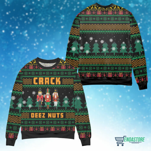 Front Back 59 Crack deez nuts nutcracker Christmas sweater
