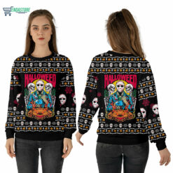 Mockup Sweatshirt 3D 1 14 Jason, skeleton and pumpkin halloween Christmas sweater