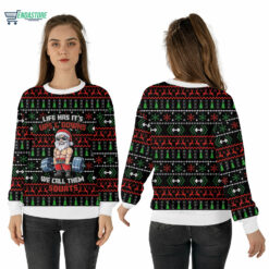 Mockup Sweatshirt 3D 1 26 Santa life has it's ups and downs we call them squats Christmas sweater