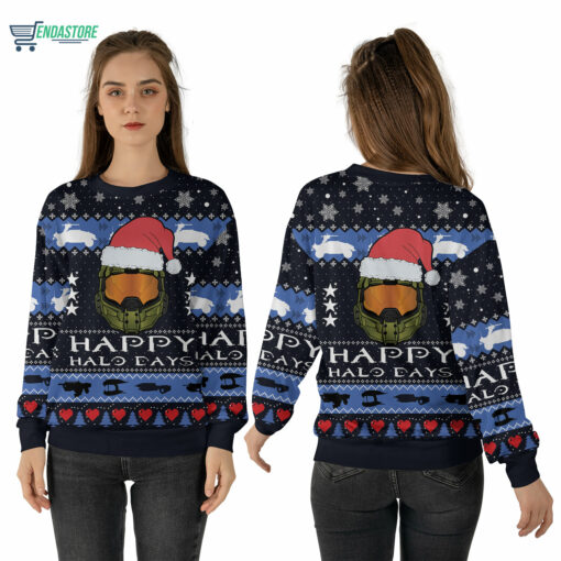 Mockup Sweatshirt 3D 1 5 Happy halo days Christmas sweater