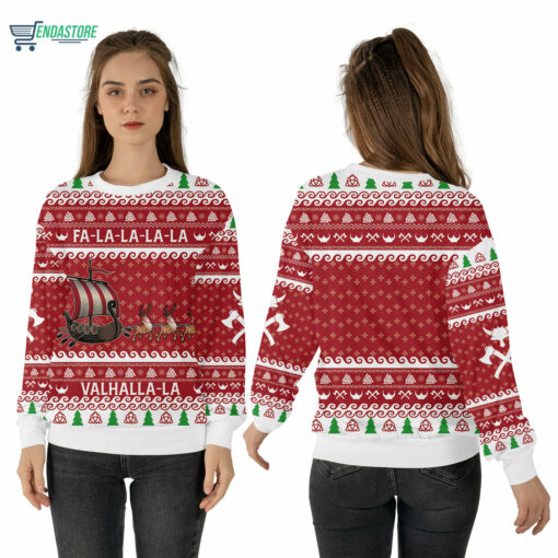 Mockup Sweatshirt 3D 1 9 Fa la la valhalla Viking Christmas sweater