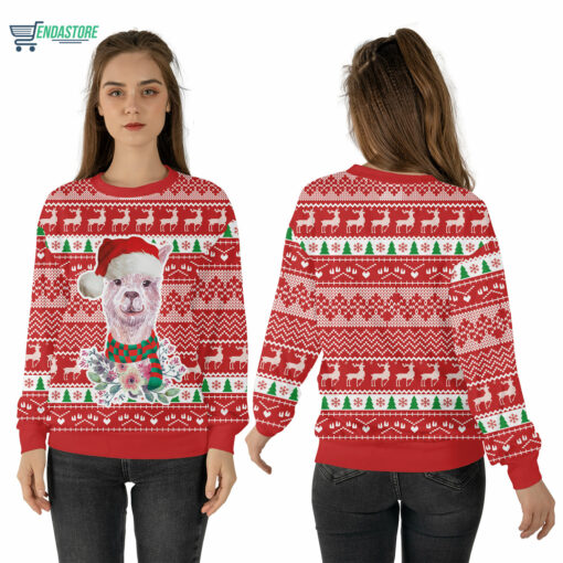 Mockup Sweatshirt 3D 2 15 Llama noel Christmas sweater