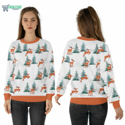 Mockup Sweatshirt 3D 2 20 Deer walking in the snow Christmas sweater