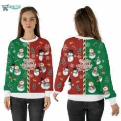 Mockup Sweatshirt 3D 2 7 Two part green and red with snowman Christmas sweater