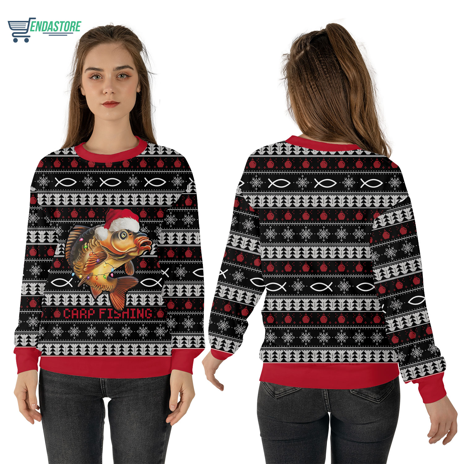 Carp fishing Christmas sweater 