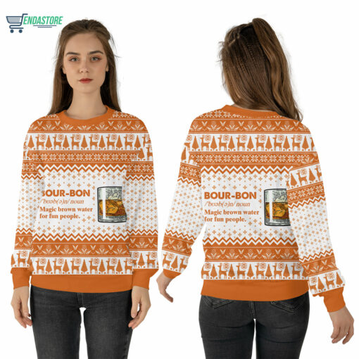 Mockup Sweatshirt 3D 27 Bourbon noun magic brown water for fun people Christmas sweater
