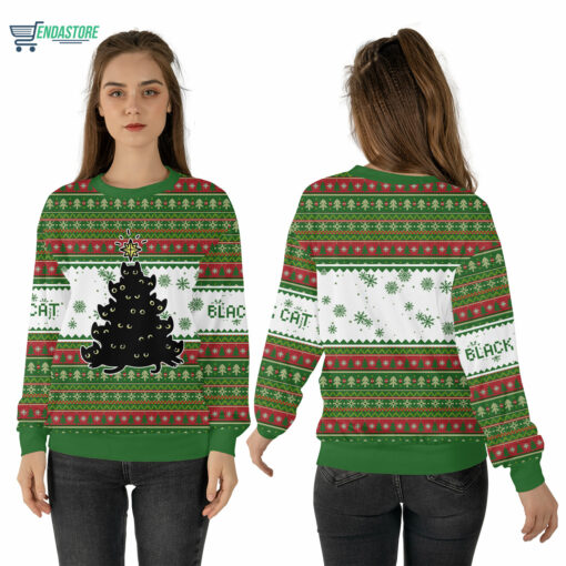 Mockup Sweatshirt 3D 30 Black cat pine Christmas sweater