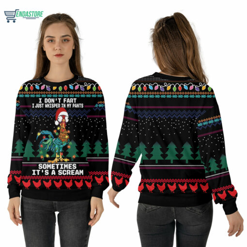 Mockup Sweatshirt 3D 40 Chicken i don’t fart i just whisper in my pants Christmas sweater