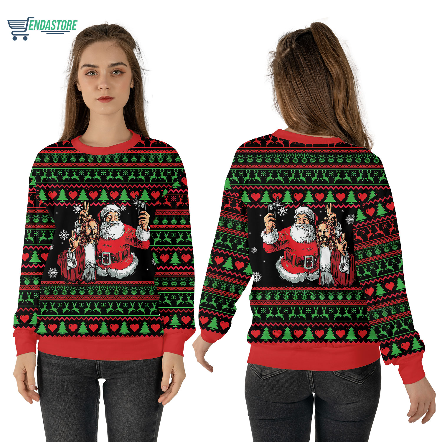 Santa and Jesus Christmas sweater - Endastore.com