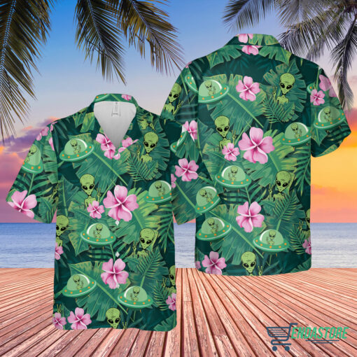 NEW Hawaii Mockup FRONT BACK 15001 3 Alien ufo hippie tropical hawaiian shirt