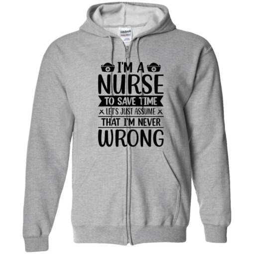 up het Im a nurse to save time Im never wrong shirt 10 1 I’m a nurse to save time let’s just assume that I’m never wrong shirt