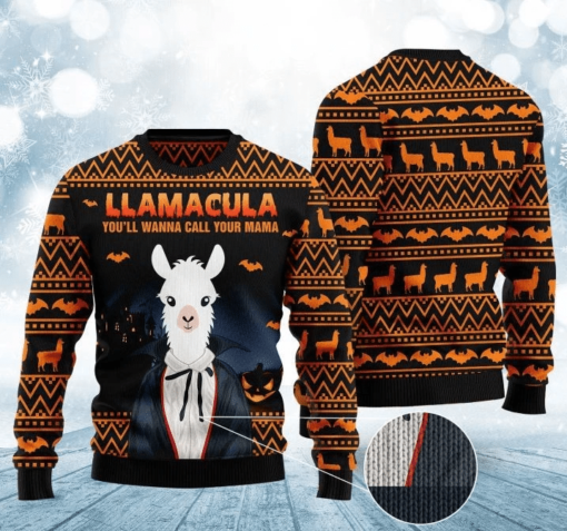 16324019329797086b89 Llamacula You'll wanna call Mama Christmas sweater