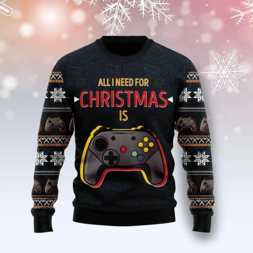 1632458594fee8a3ae0c All i need is game Christmas sweater