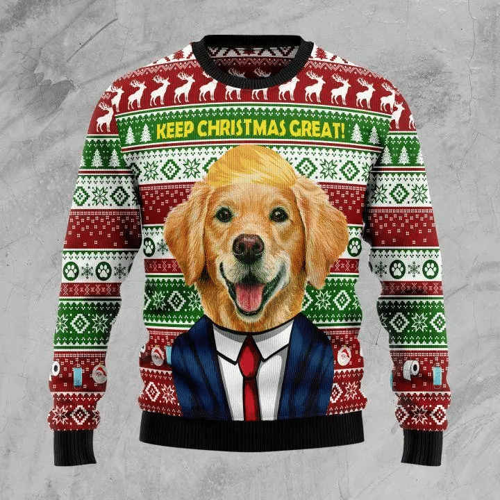 Golden retriever dog keep Christmas great Christmas sweater - Endastore.com