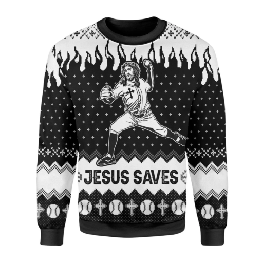1632458605ae1a6479f8 Jesus saves baseball Christmas sweater