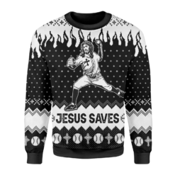 163245860665910cfaa5 Jesus saves baseball Christmas sweater