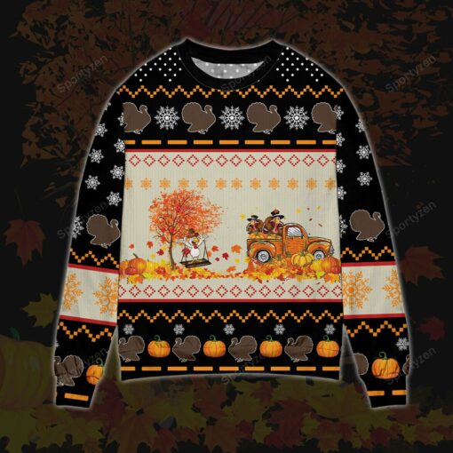 1637566365958 Turkey chicken truck thanksgiving Christmas sweater
