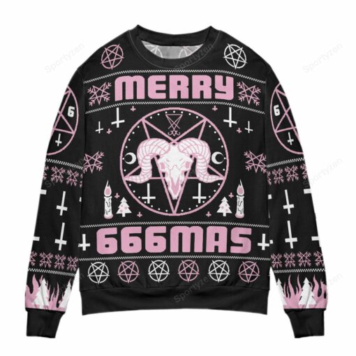 1637595687329 Women's pink Merry 666mas Christmas sweater