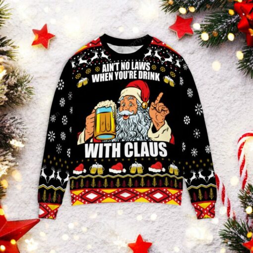 1637723644061 Beer ain't no laws when you're drink with claus Christmas sweater