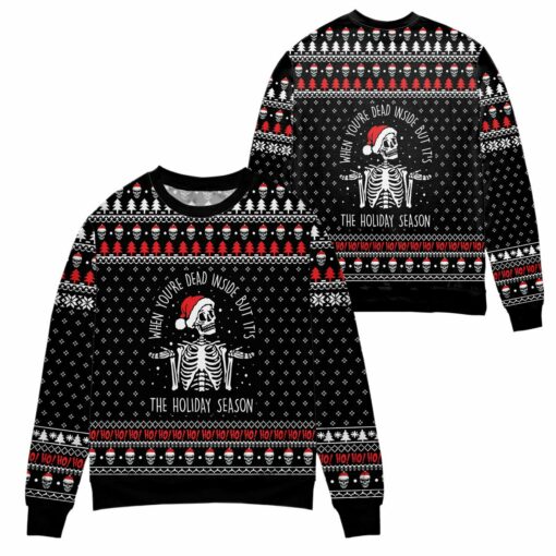 1638788006699 Skull Santa when you're dead inside Christmas sweater