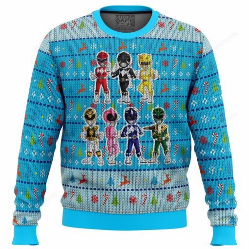 16596913453cb17602e6 Mighty morphin chibis power rangers Christmas sweater