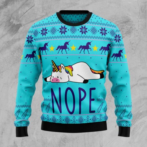 16640937699c884fafff Unicorn Nope Christmas sweater