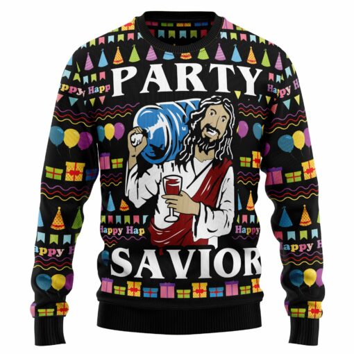 1664093772661c9714e8 Jesus party savior Christmas sweater