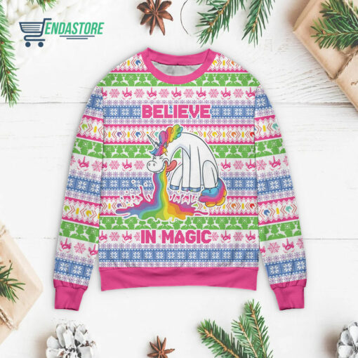 Front 72 1 1 Unicorn believe in magic Christmas sweater