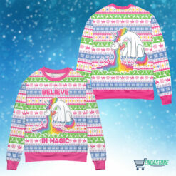 Front Back 1 1 Unicorn believe in magic Christmas sweater