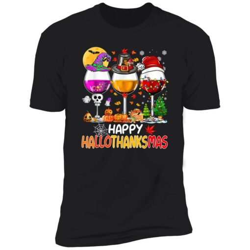 Happy Hallothanksmas Wine Glasses Witch Santa Hat Pumpkin 5 1 Happy Hallothanksmas wine glasses Halloween shirt