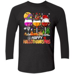 Happy Hallothanksmas Wine Glasses Witch Santa Hat Pumpkin 9 1 Happy Hallothanksmas wine glasses Halloween shirt