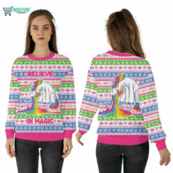Mockup Sweatshirt 3D 1 1 Unicorn believe in magic Christmas sweater