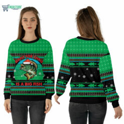 Mockup Sweatshirt 3D All I want for Christmas is a big fish Christmas sweater
