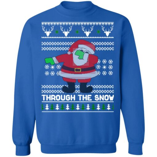 redirect10042021231052 Santa Claus dabbing through the snow Christmas sweatshirt