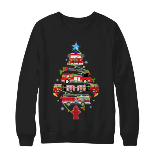 1 155 Firefighter truck Christmas tree Christmas sweater