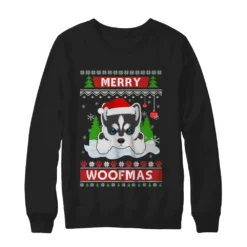 1 160 Siberian husky merry woofmas Christmas sweatshirt