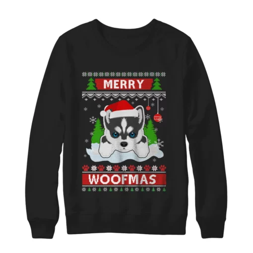 1 160 Siberian husky merry woofmas Christmas sweatshirt