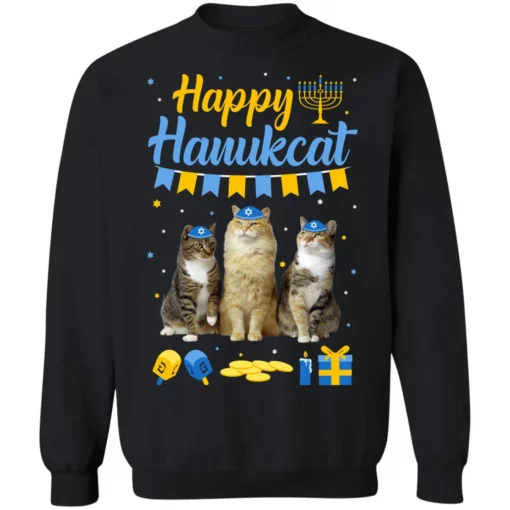 1 74 Happy hanukcat Christmas sweatshirt