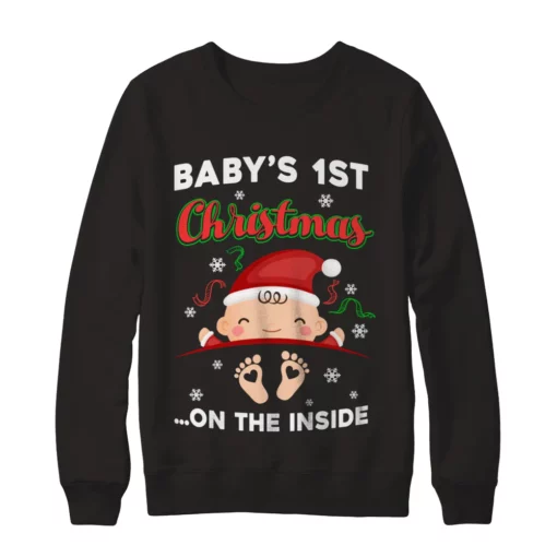 1 8 Baby's 1st Christmas on the inside Christmas sweater